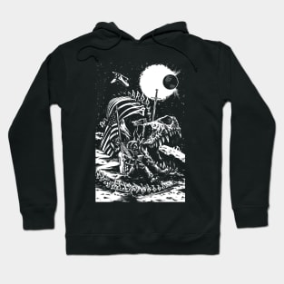 astronaut dinosaur t rex skeleton swords tattoo 70s metal amp amplifier stack tube guitar heavy stoner rock Hoodie